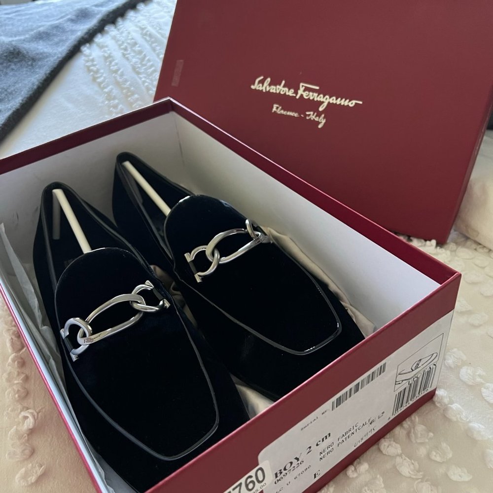 Salvatore Ferragamo Men's "Boy 2" Black Tuxedo Slip-on Loafer - Size 11E